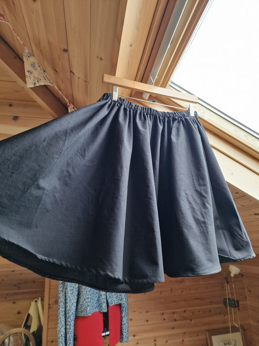 ready to ship black linen skirt 28"-32" waist