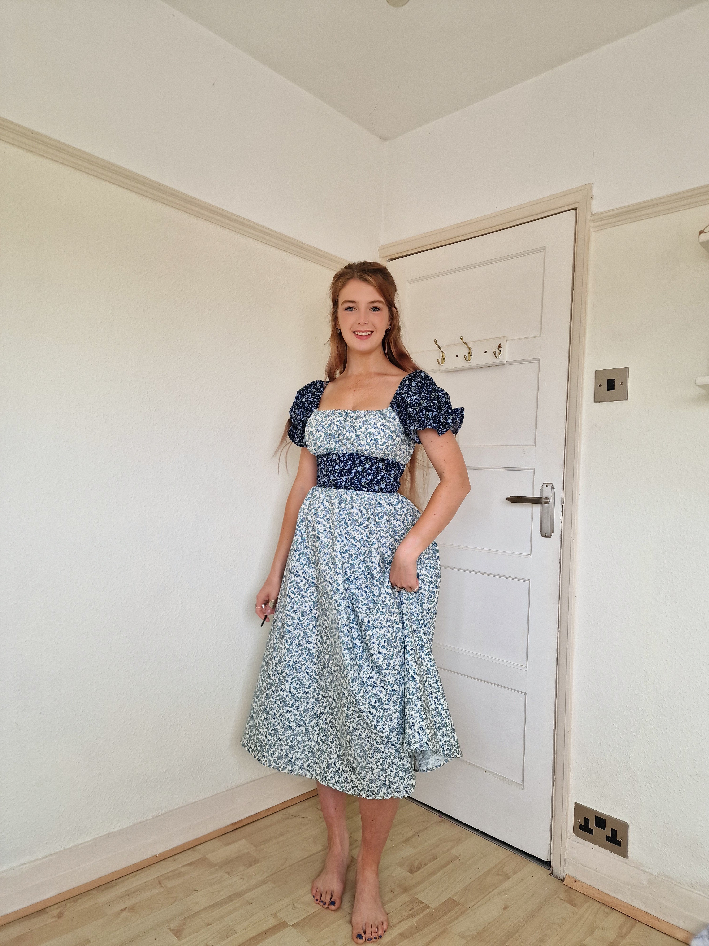 Blue Mix Milkmaid Dress