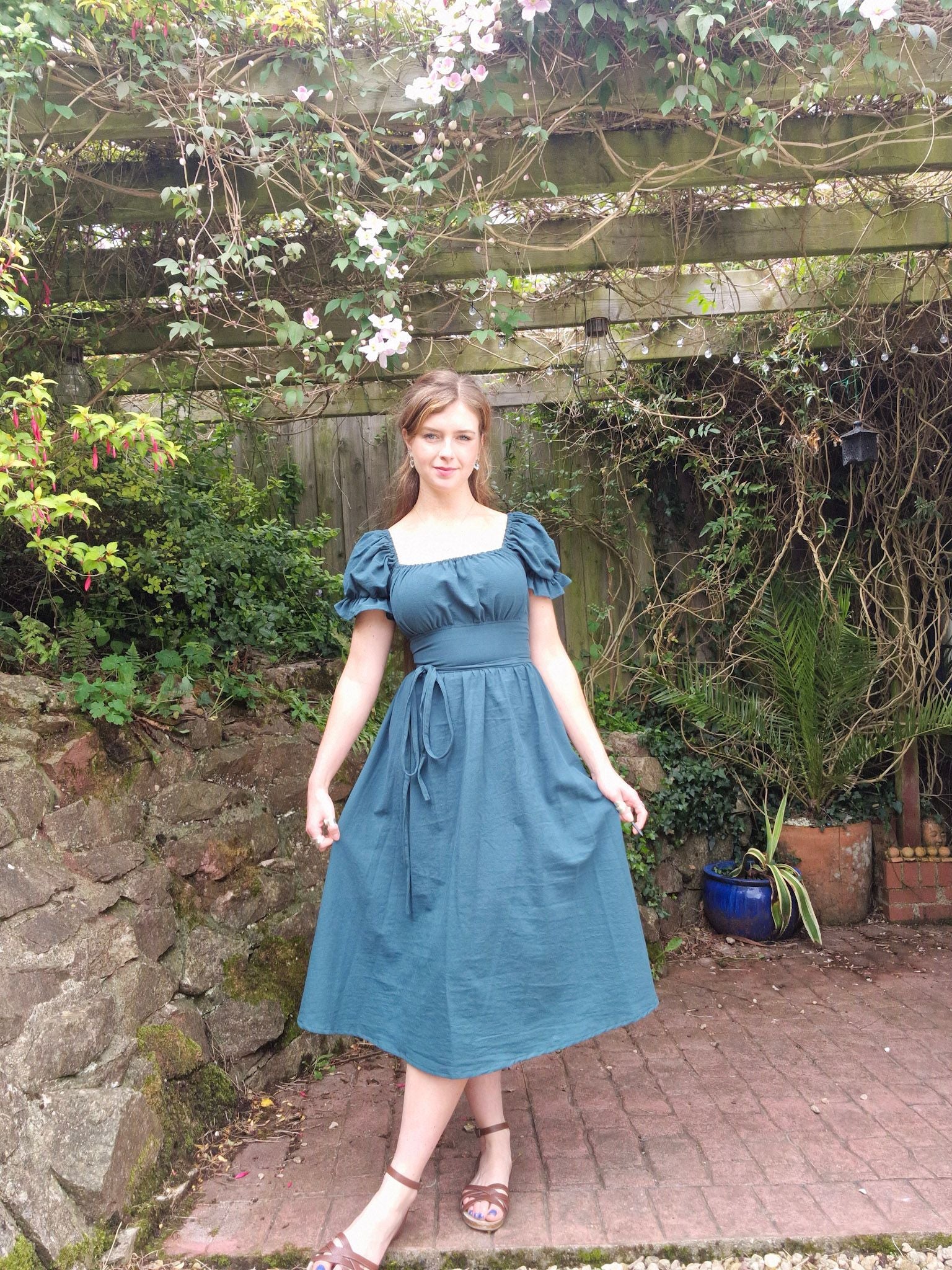 Milkmaid Dress (Puff sleeves , lace up back, standard skirt)  Dreaming Of  Ivy