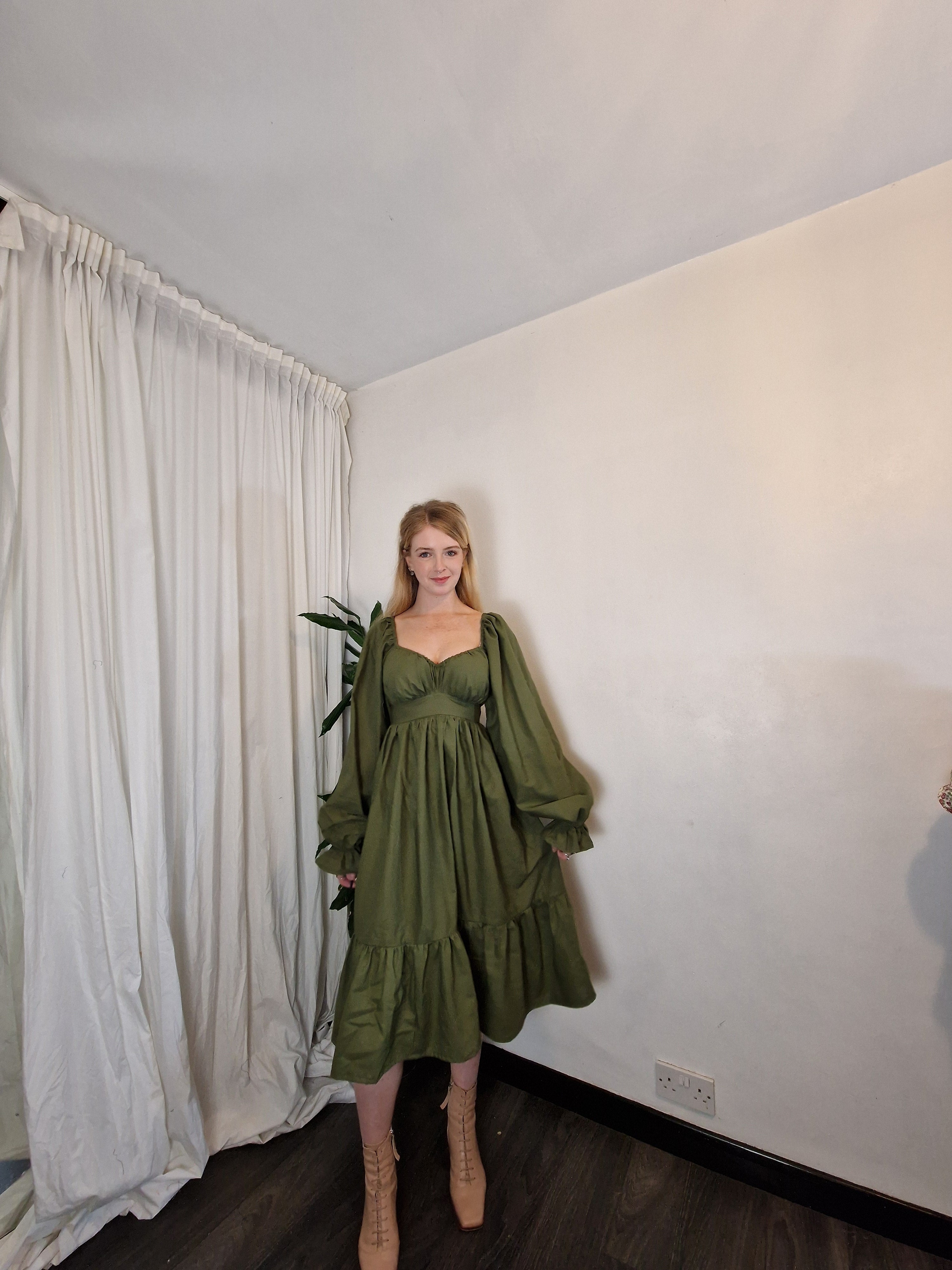 Moss Sweetheart Dress (baby-doll cut)