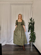 Green paisley maxi dress (UK 6-8)