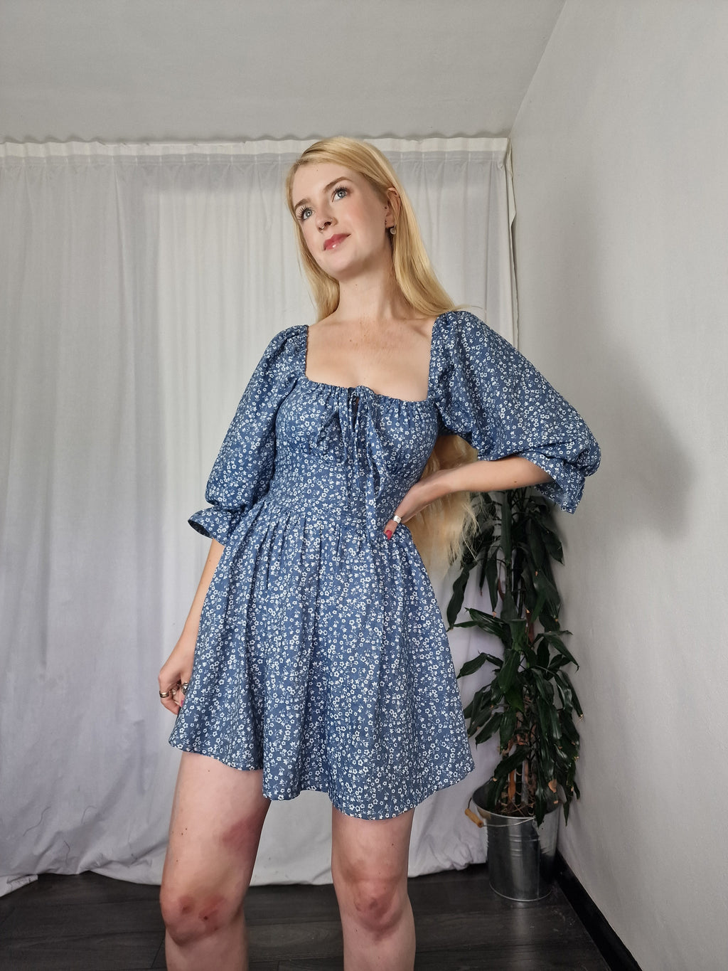 Denim chambray mini dress (UK 6-8)