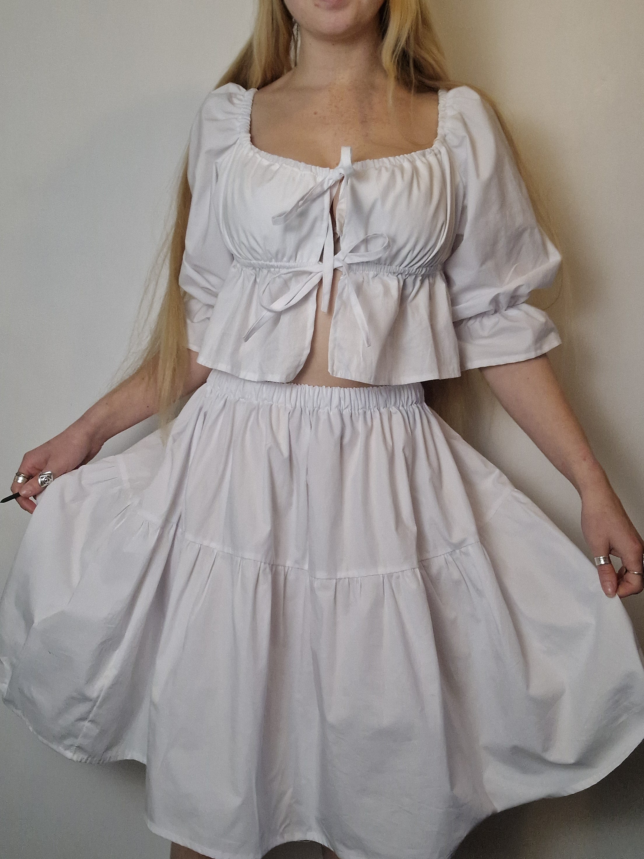 Two tiered white cotton skirt UK 10-14