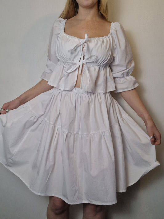 Two tiered white cotton skirt UK 10-14