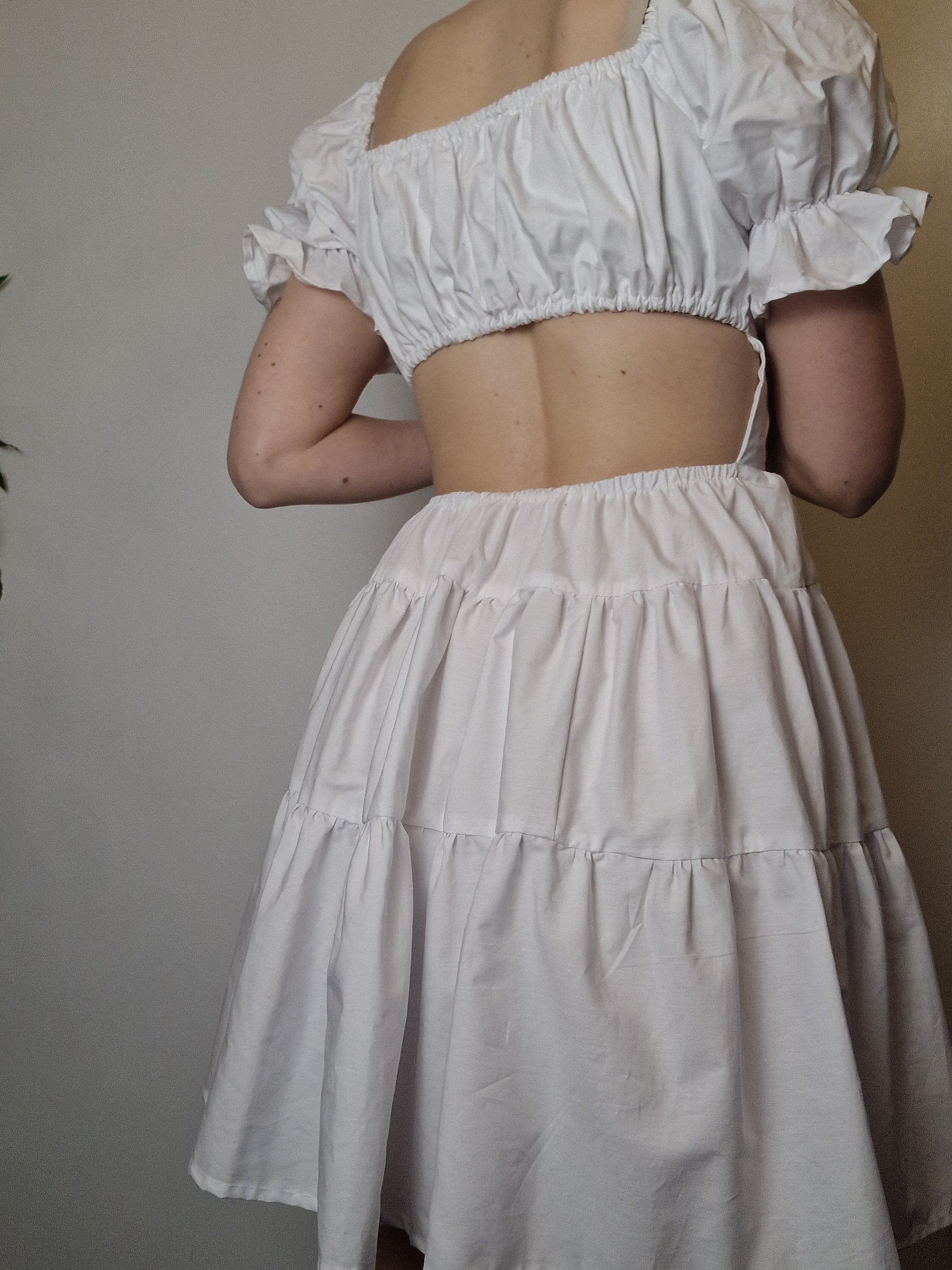 Ready to ship white mini milkmaid dress (UK 6/8, possibly a small 10)