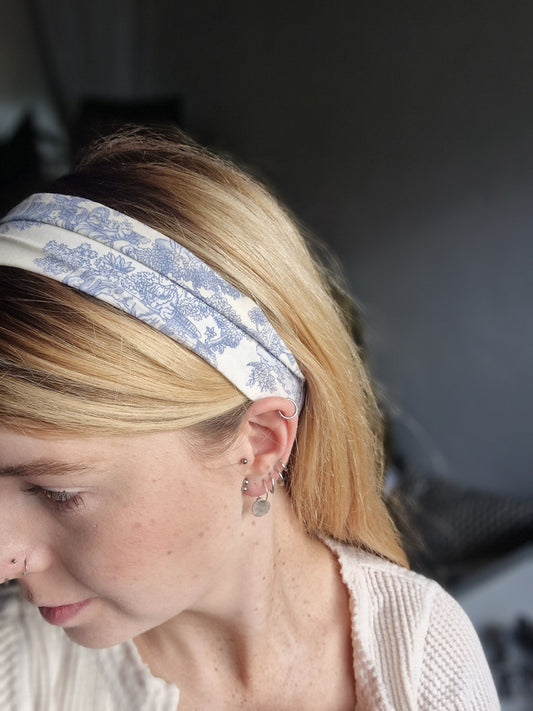 Blue Porcelain Stretchy Headband