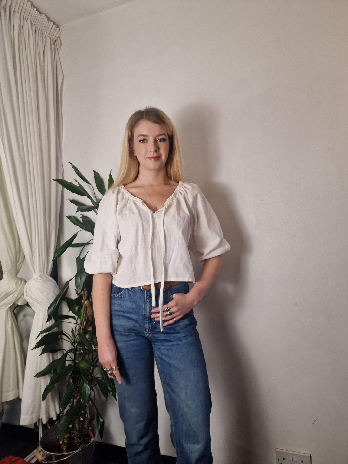 Poet Blouse , elbow length sleeves, UK 6-10