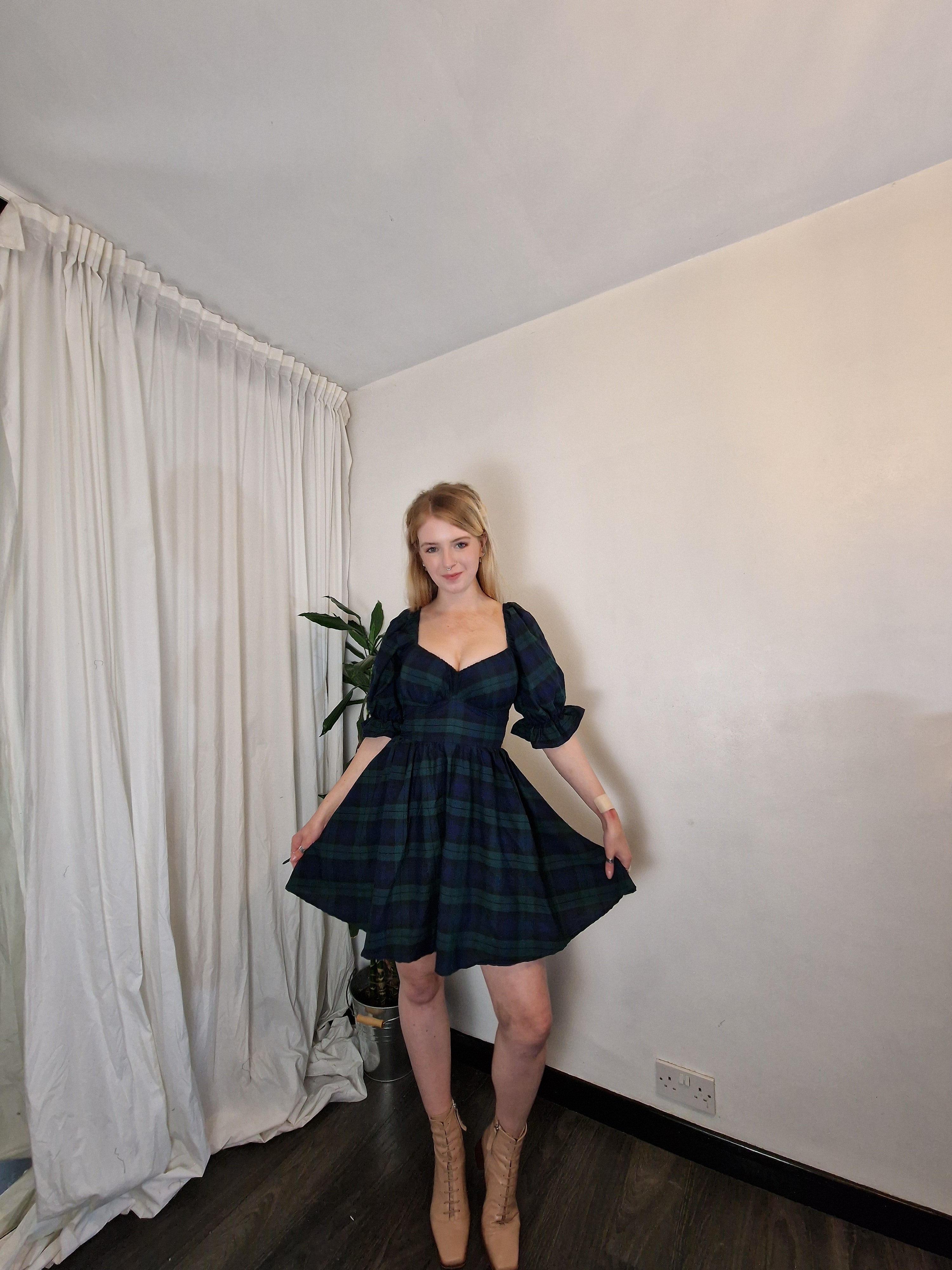 Tartan Sweetheart Dress + matching bloomers