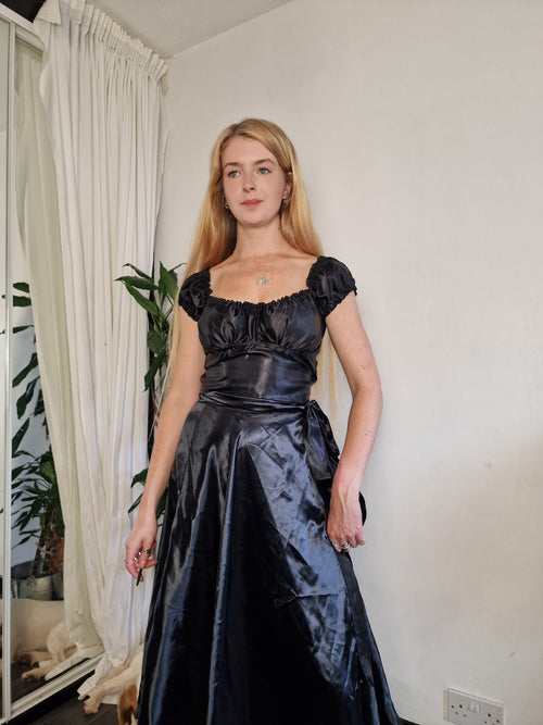 Black satin wrap skirt (sample UK 6/8)