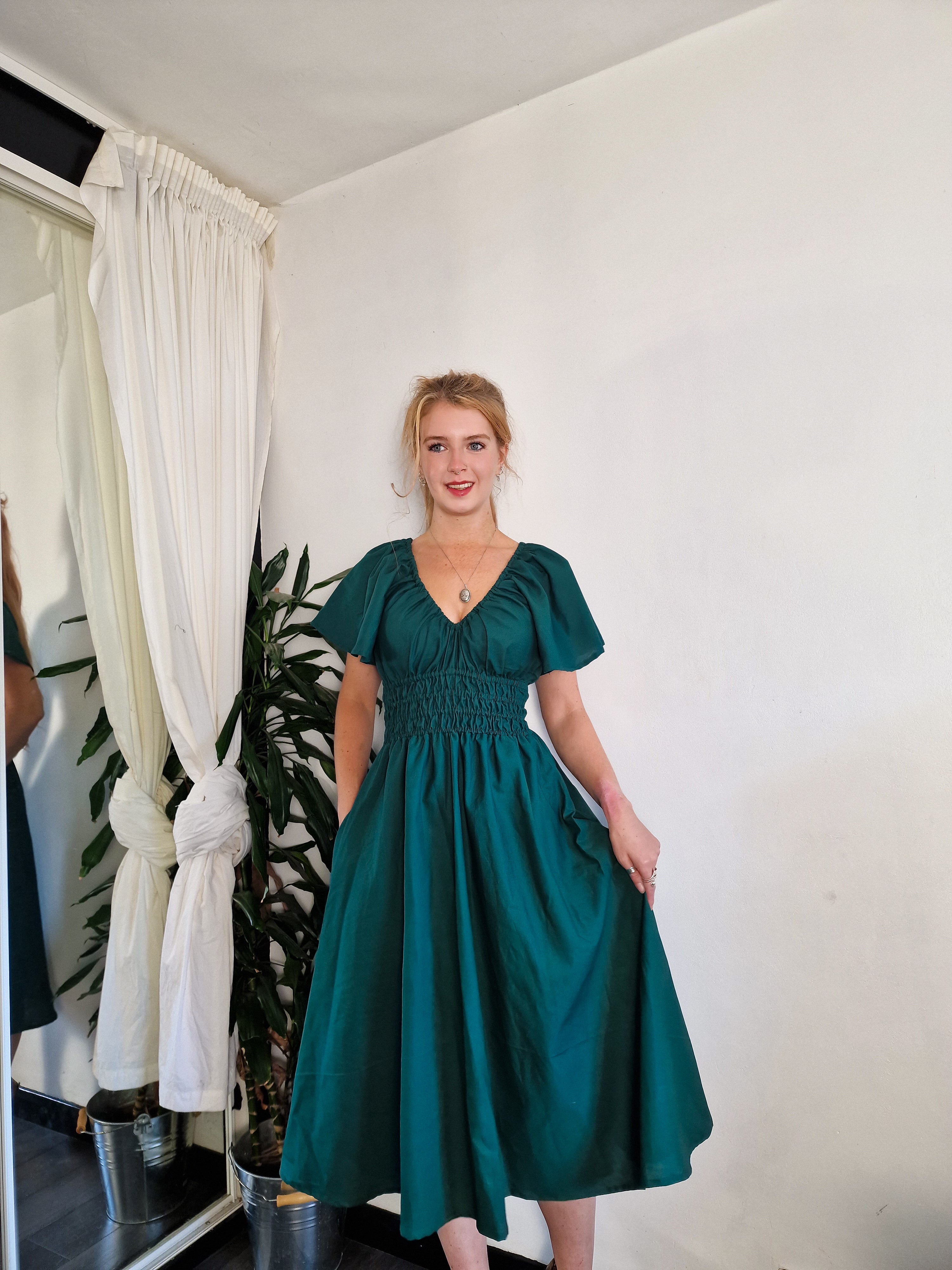Garden Dress, 5 neckline styles available, optional bow