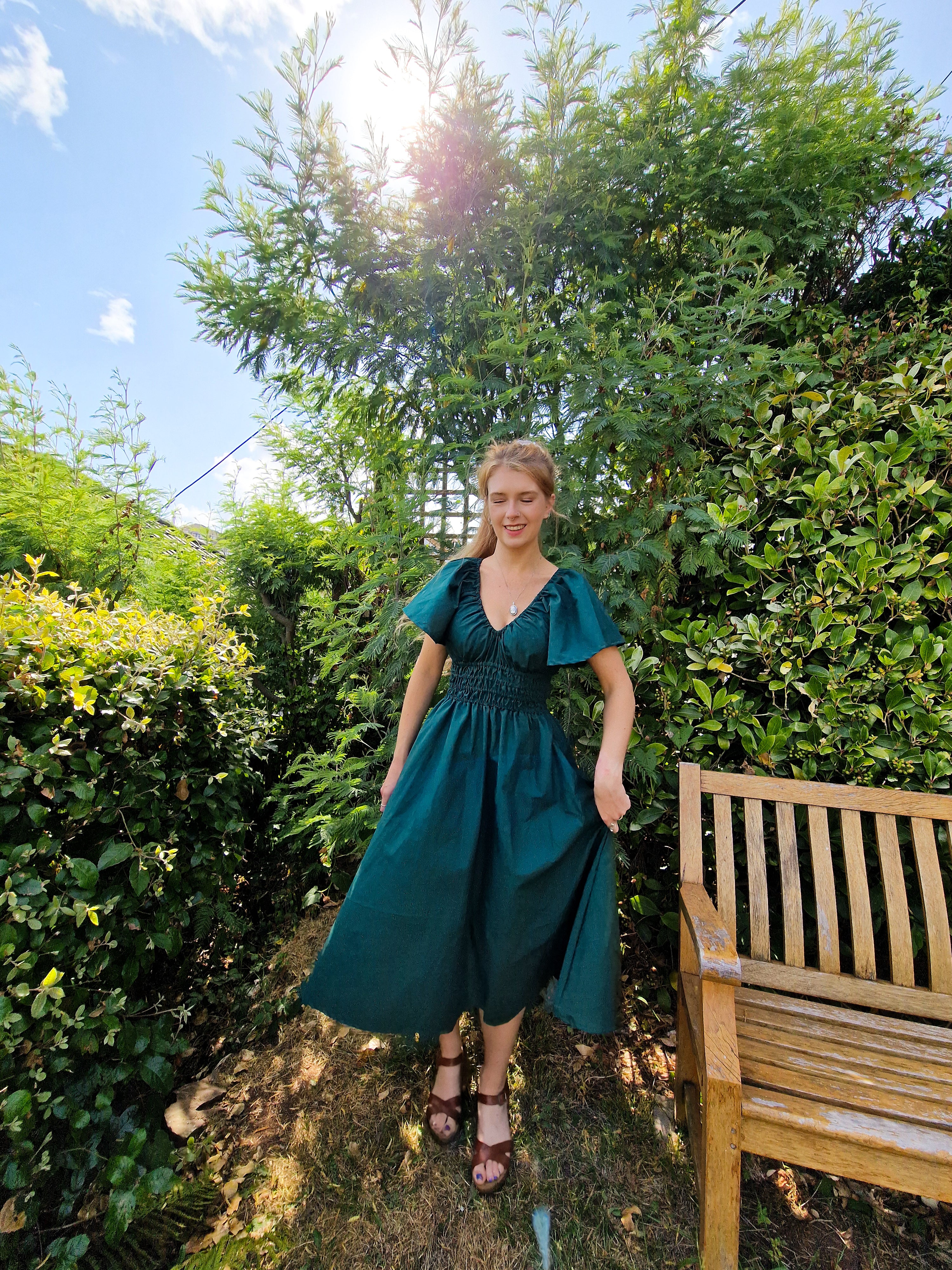 Garden Dress, 5 neckline styles available, optional bow
