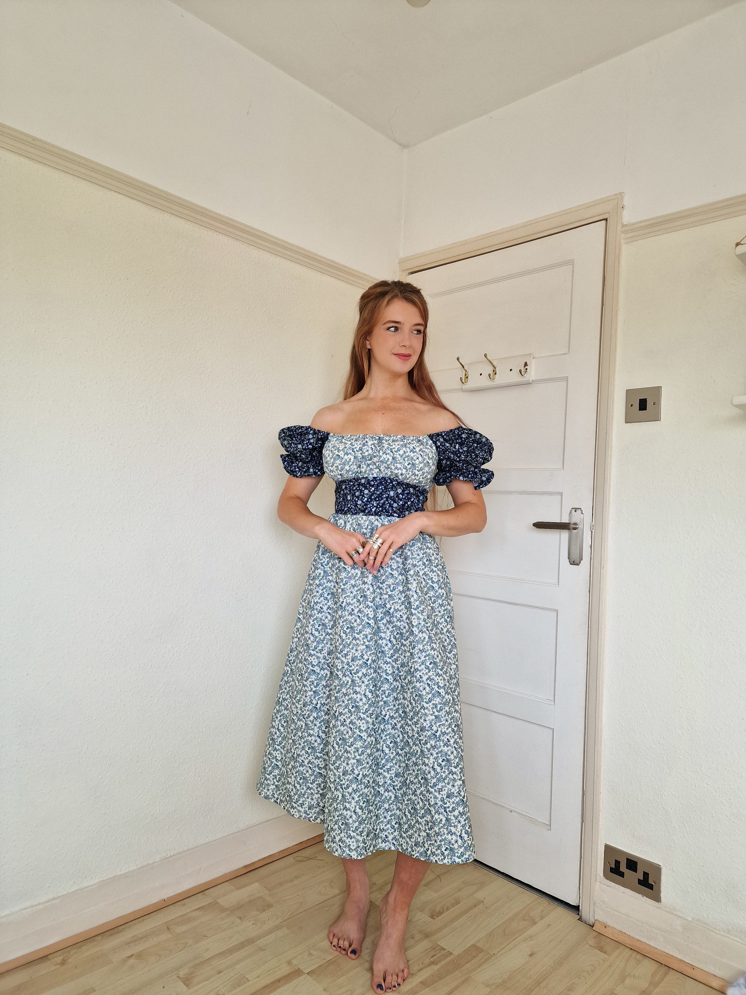 Blue Mix Milkmaid Dress