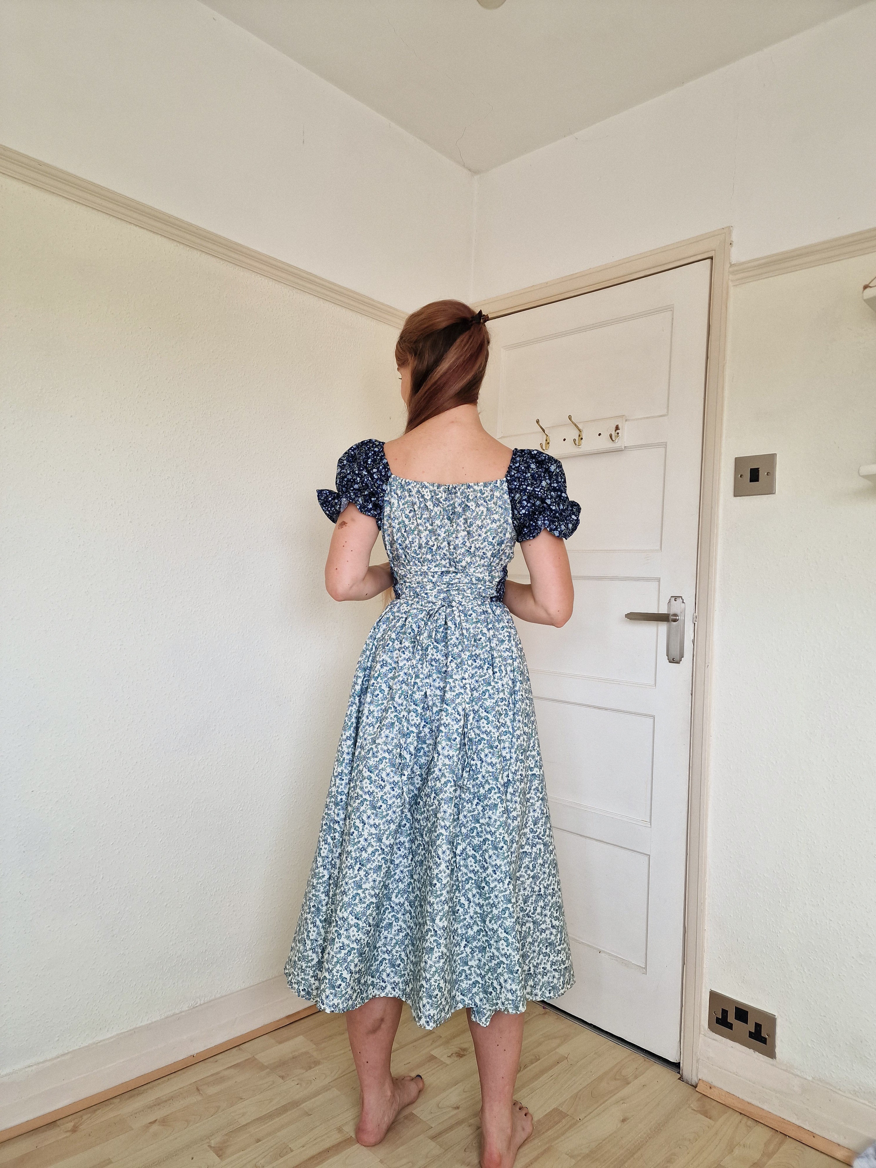 Blue Mix Milkmaid Dress
