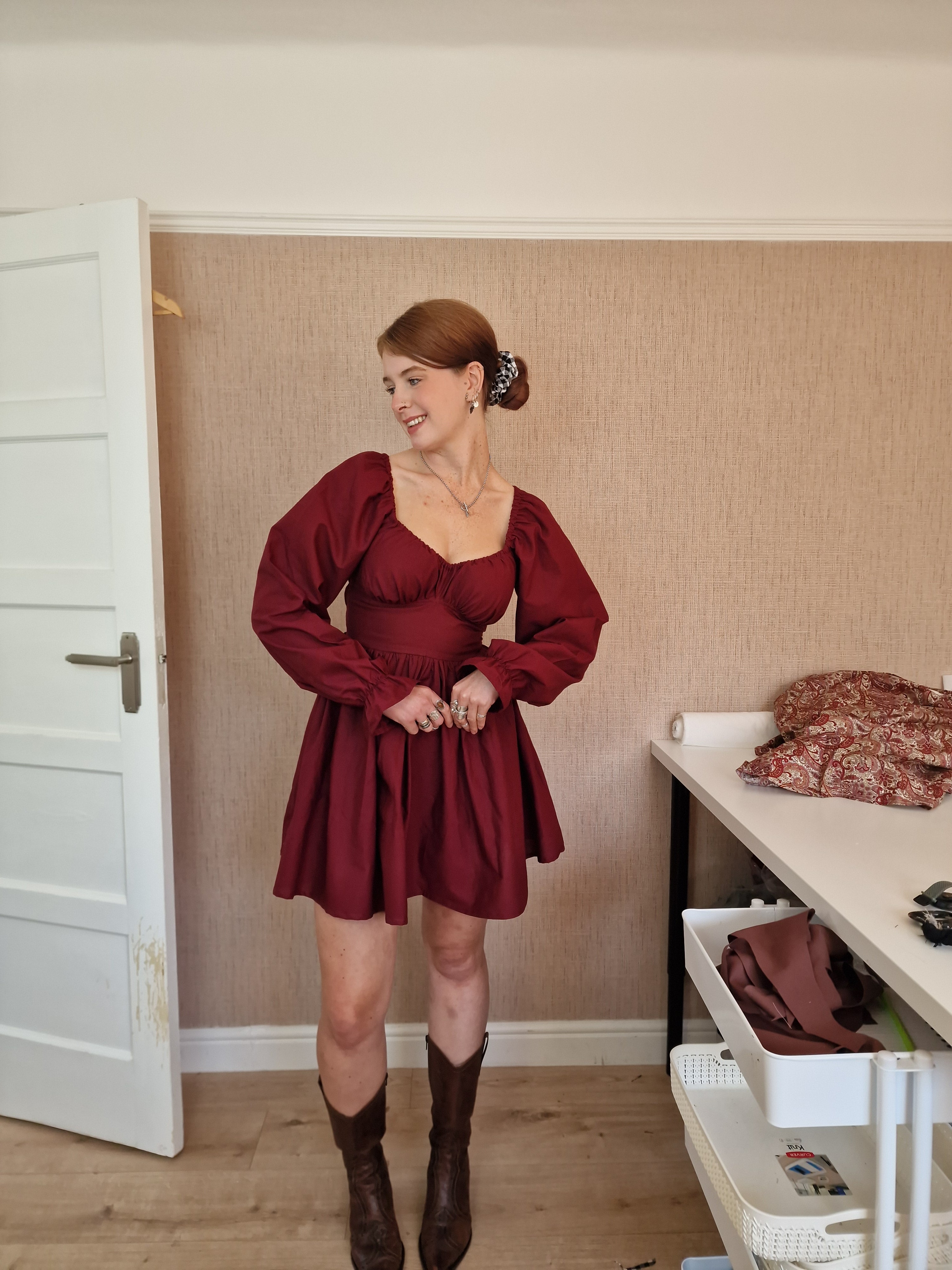 Burgundy Sweetheart Dress + matching shorts