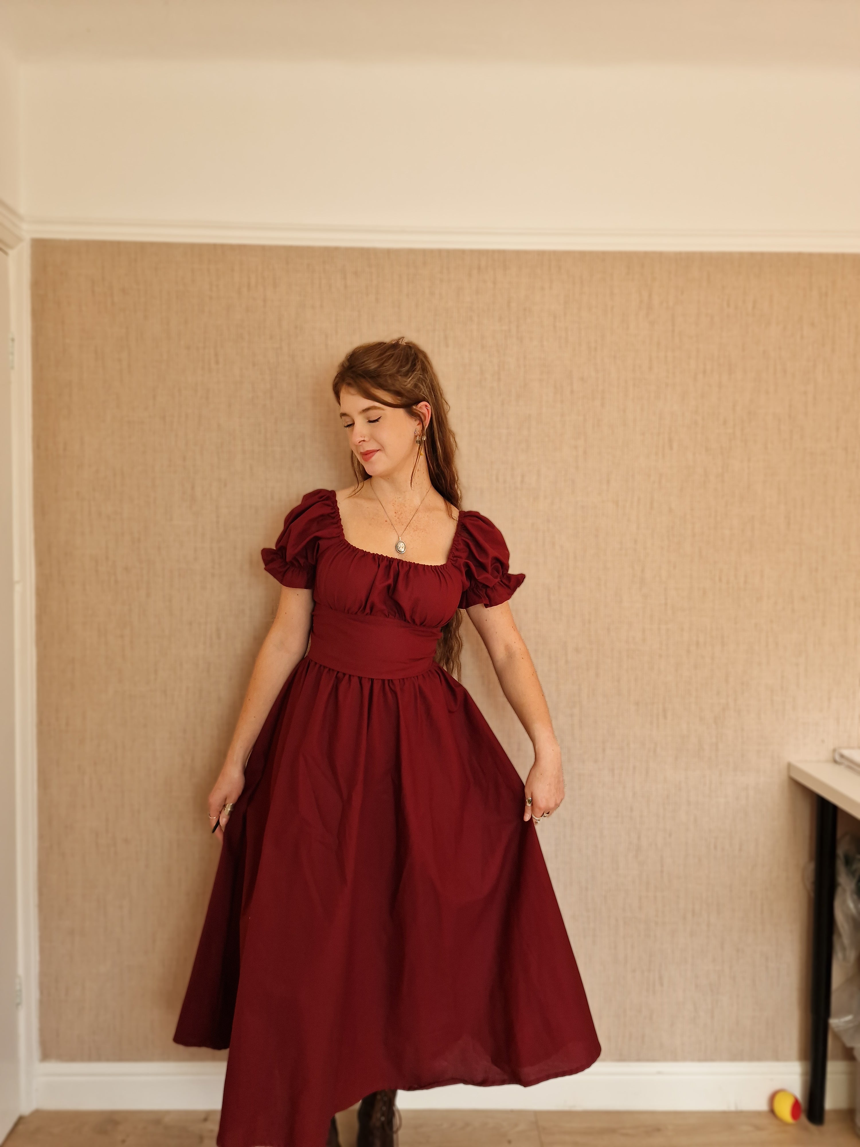 Burgundy Milkmaid Dress