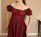 Burgundy Milkmaid Dress