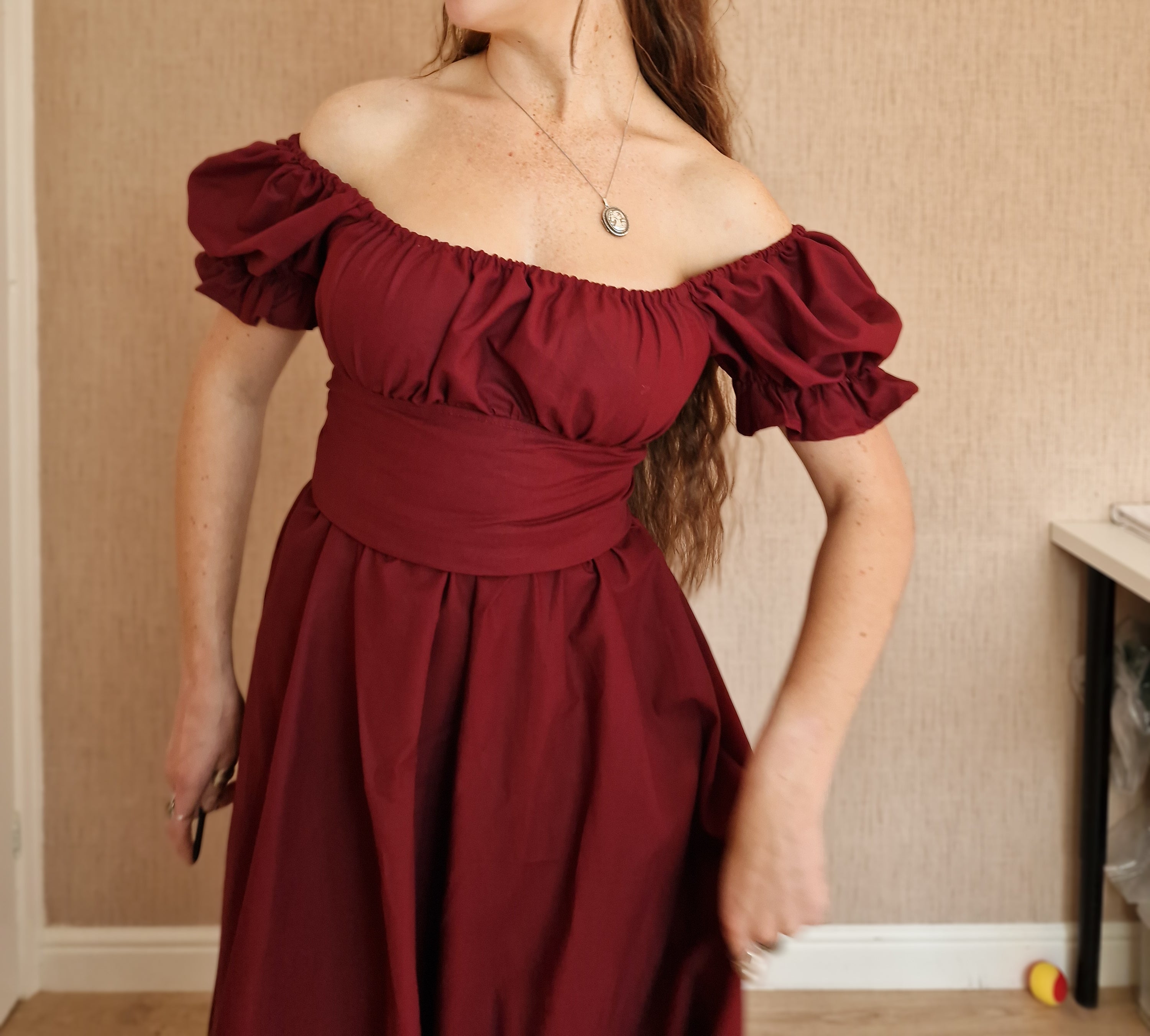 Burgundy Milkmaid Dress