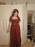 Milkmaid Dress (lace up back, butterfly sleeves, 10" frill, decorative bow)