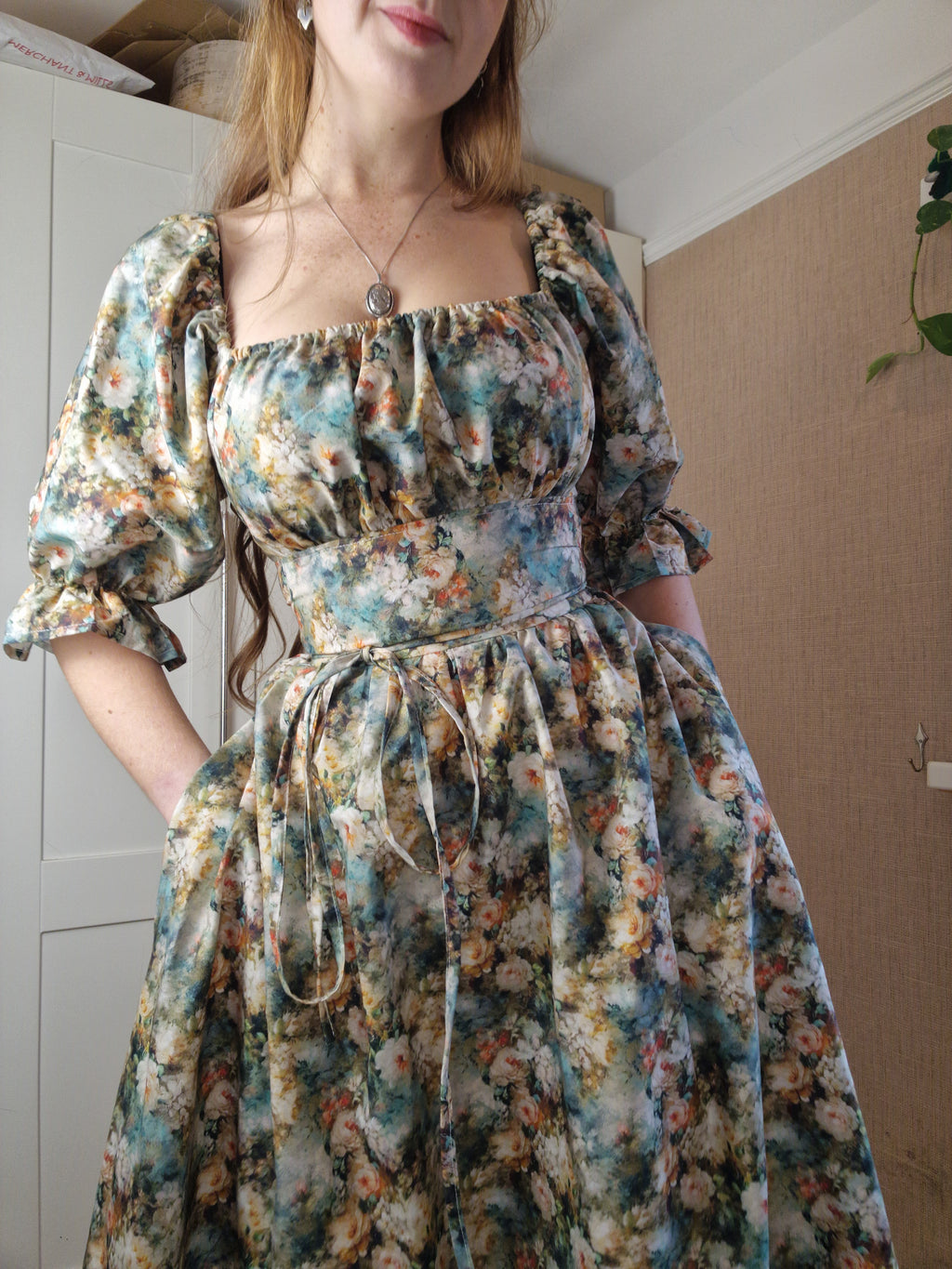 Milkmaid Dress (Short Puff sleeves , lace up back, standard skirt)