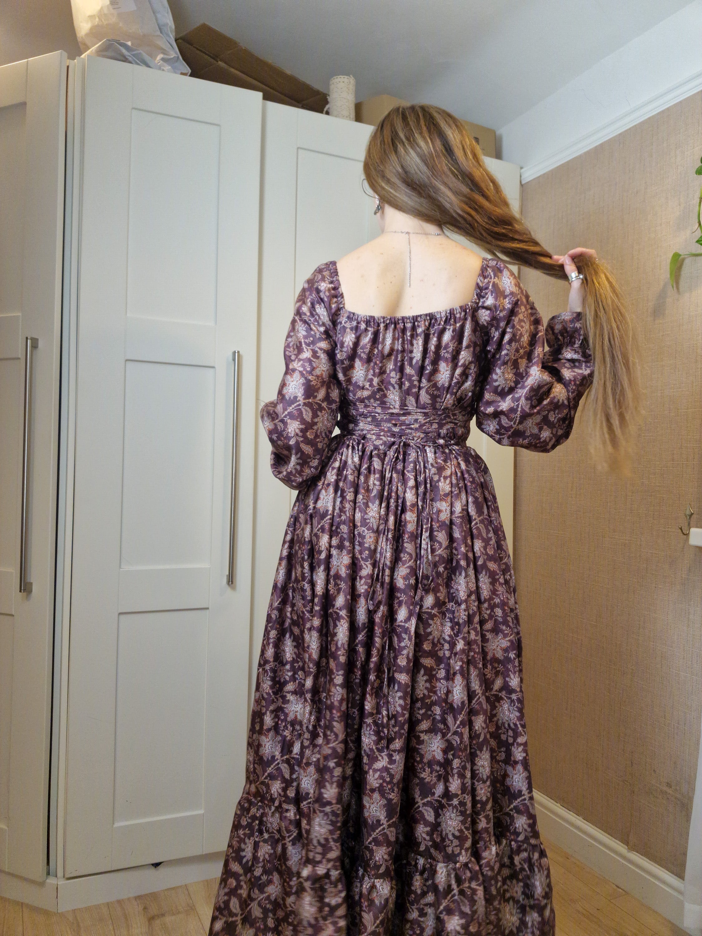 Milkmaid Dress (slimmed down puff sleeves, functional bust bow, extra full skirt with 10" frill, v-shaped waistband)