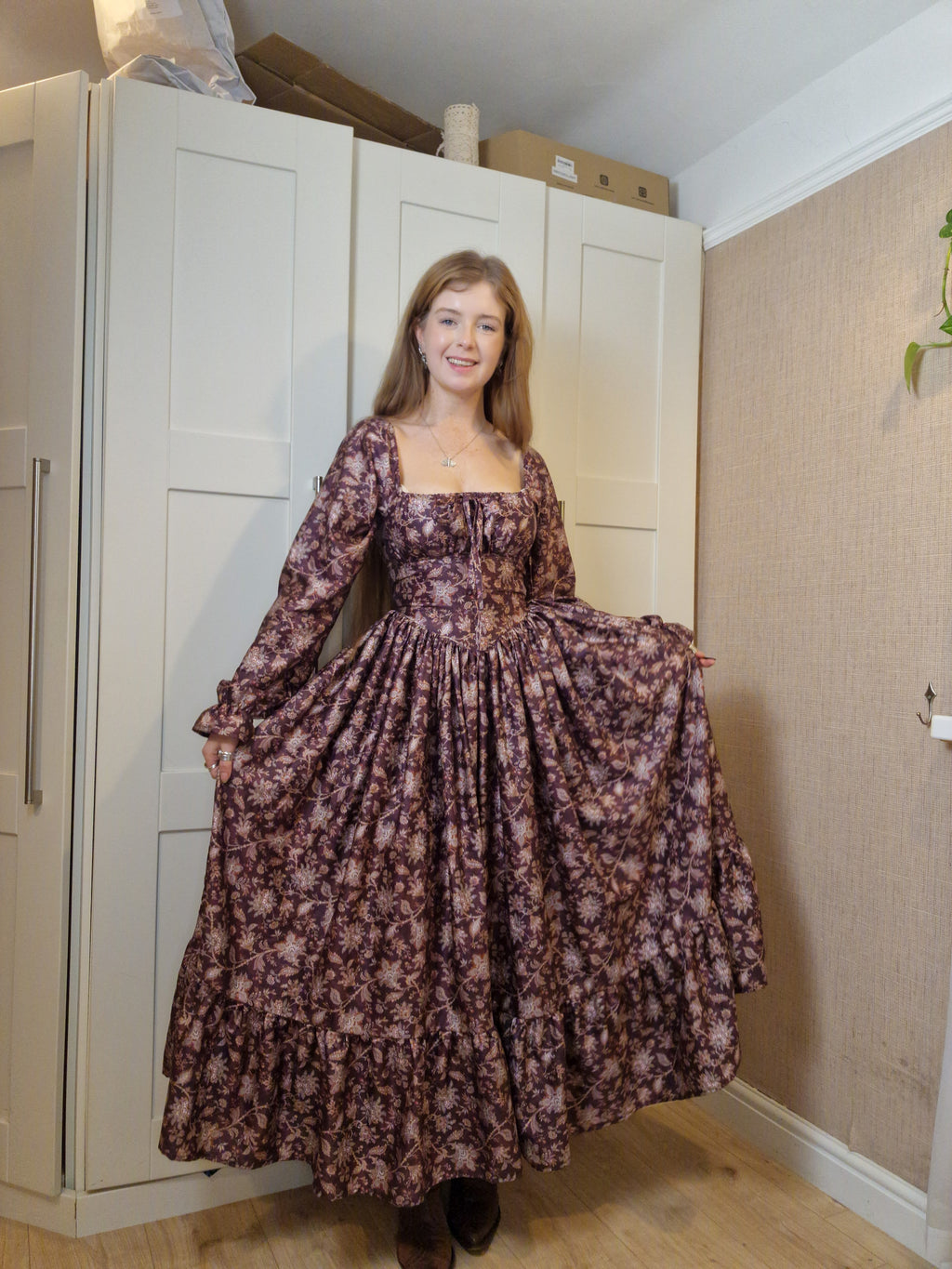 Milkmaid Dress (slimmed down puff sleeves, functional bust bow, extra full skirt with 10" frill, v-shaped waistband)