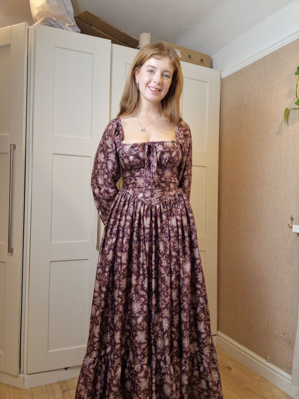 Milkmaid Dress (slimmed down puff sleeves, functional bust bow, extra full skirt with 10" frill, v-shaped waistband)