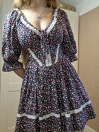 Lace Florence Dress (Functional bust bow, Standard skirt, puff sleeves, Lace neckline, lace corset detail, lace floating hem)