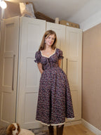 Lace Sweetheart Dress (Lace up back, Puff sleeves, standard skirt, functional bust bow, lace frill neckline & lace skirt hem)