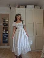 Milkmaid Dress (lace up back, butterfly sleeves, 10" frill, decorative bow)