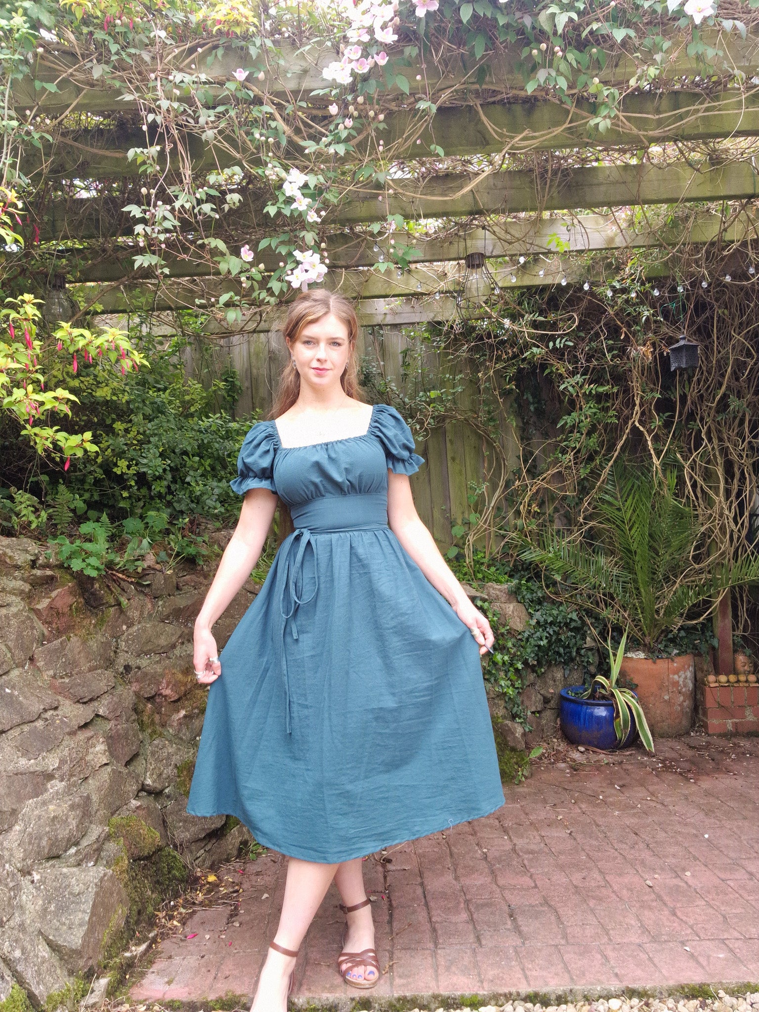 Milkmaid Dress (Puff sleeves , lace up back, standard skirt) Dreaming Of Ivy Milkmaid Dress (Puff sleeves , lace up back, standard skirt) Dreaming Of Ivy