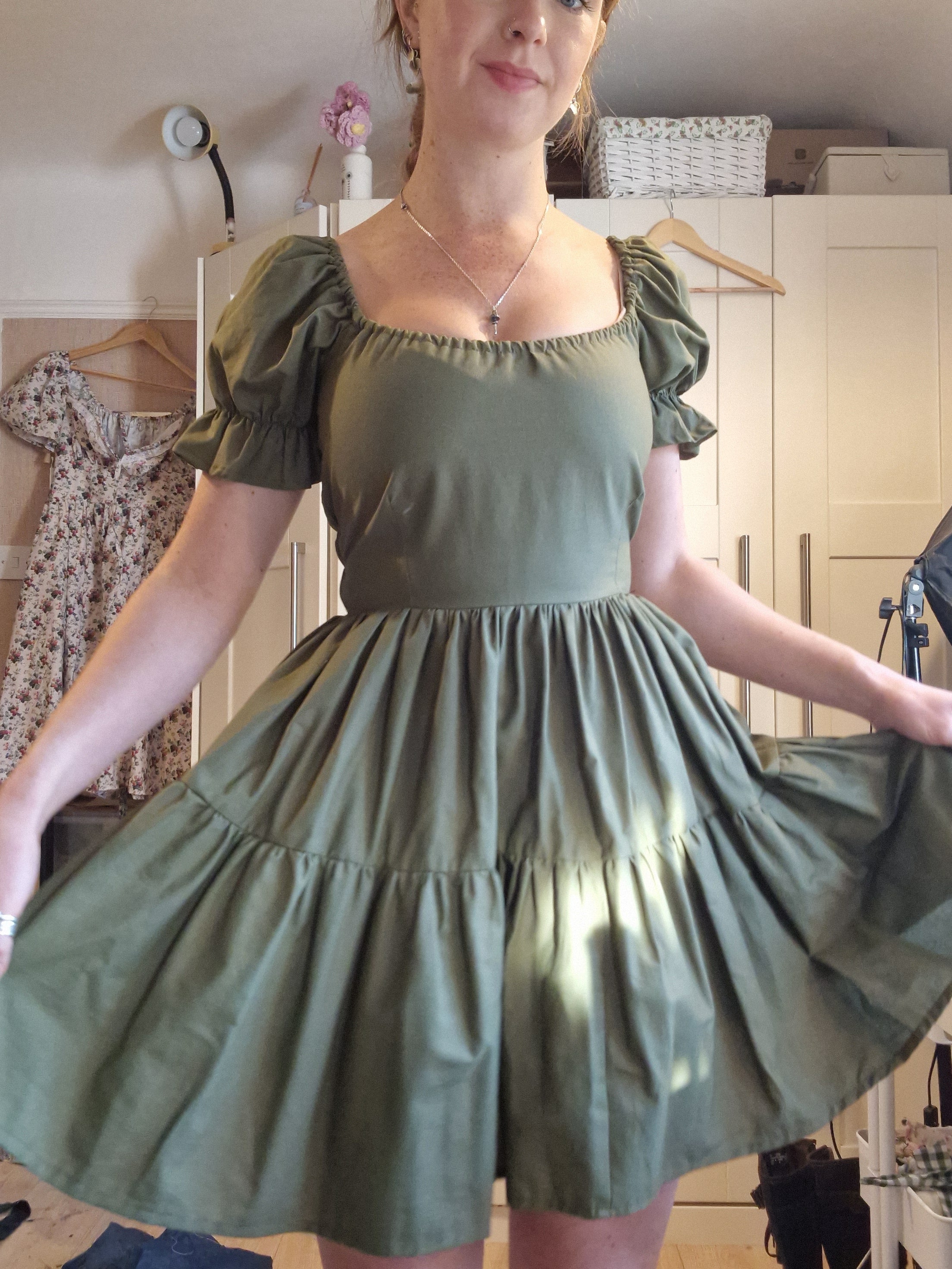 Moss green harvest dress UK 6-8