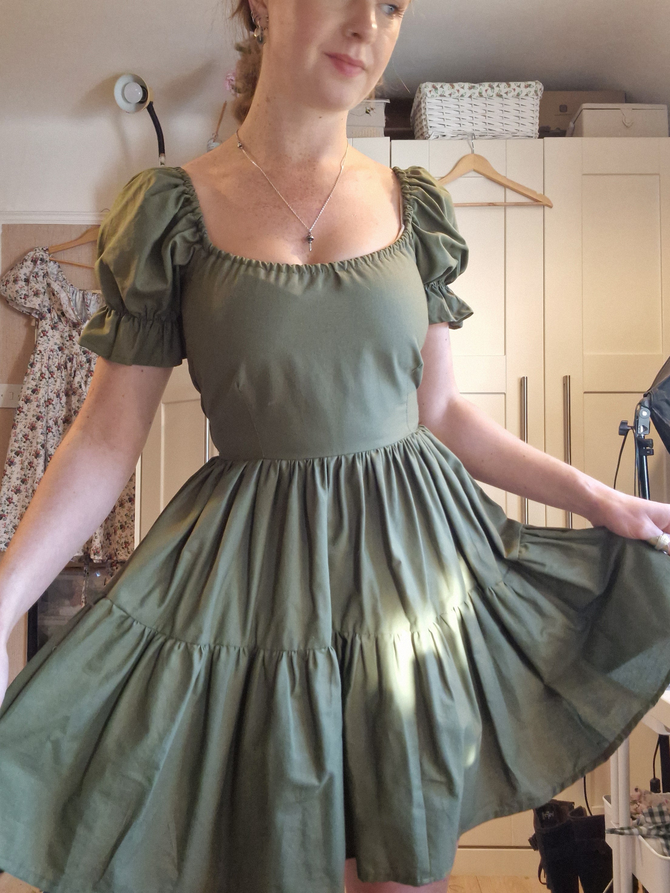 Moss green harvest dress UK 6-8