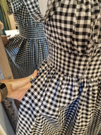 Black gingham Milkmaid Dress (UK 10-12)