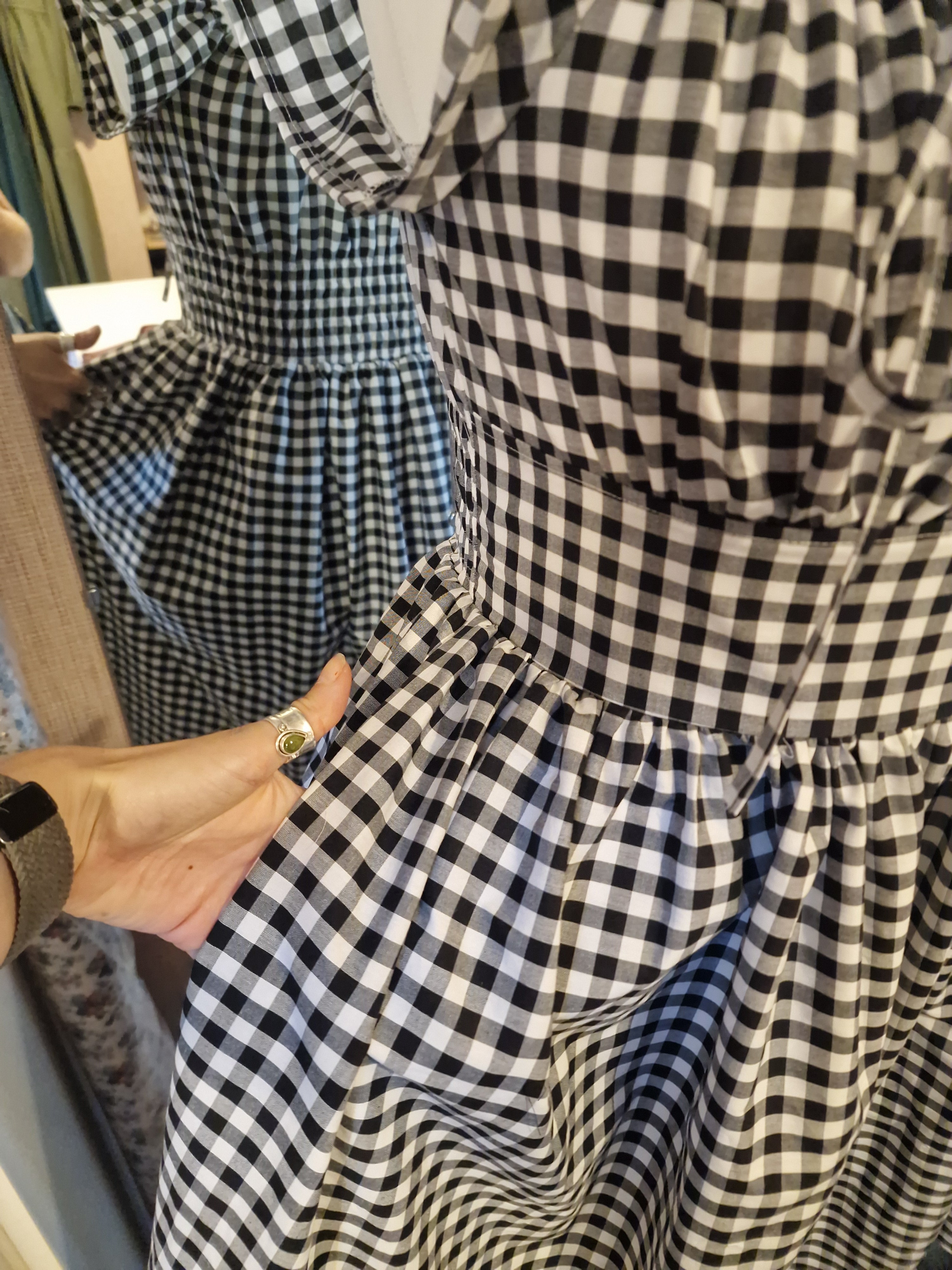 Black gingham Milkmaid Dress (UK 10-12)