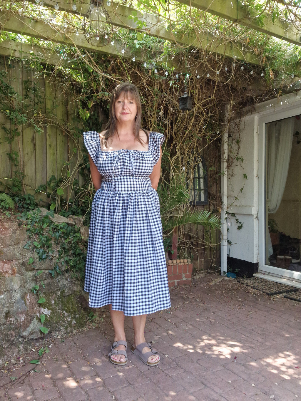 Black gingham Milkmaid Dress (UK 14-16)