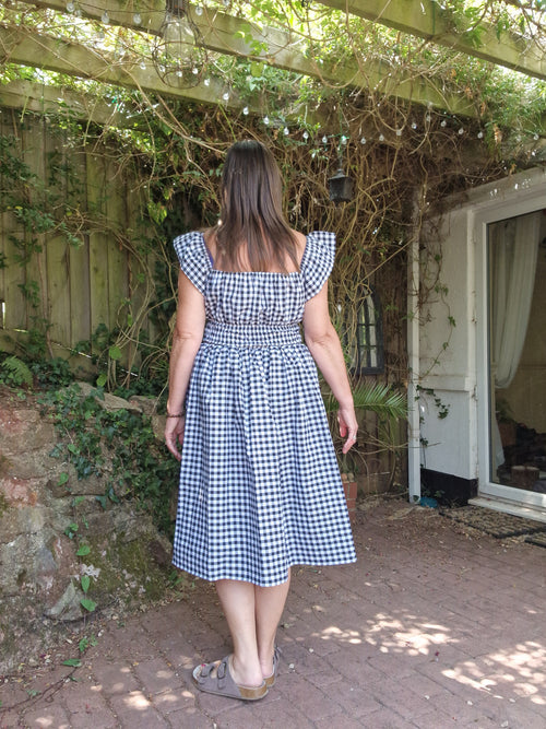 Black gingham Milkmaid Dress (UK 14-16)
