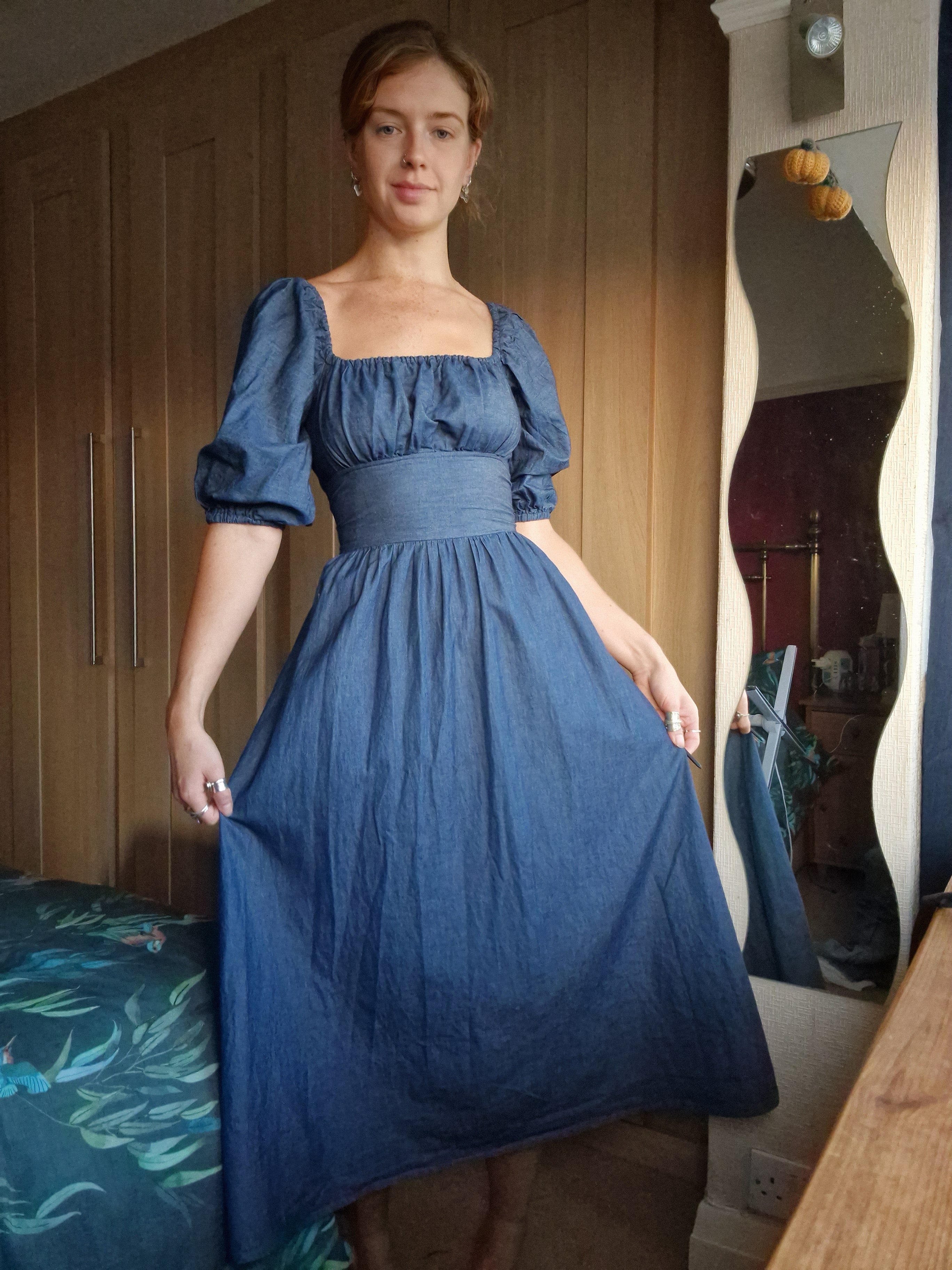 Blue denim Milkmaid Dress (UK 10-12)