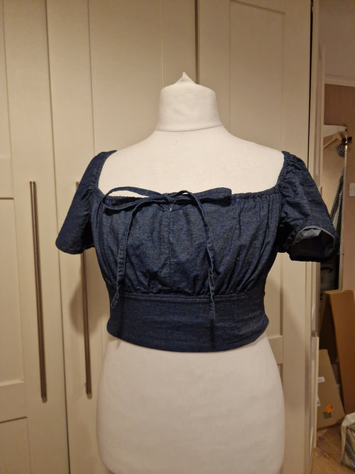 Blue denim Milkmaid blouse (UK 16-18)