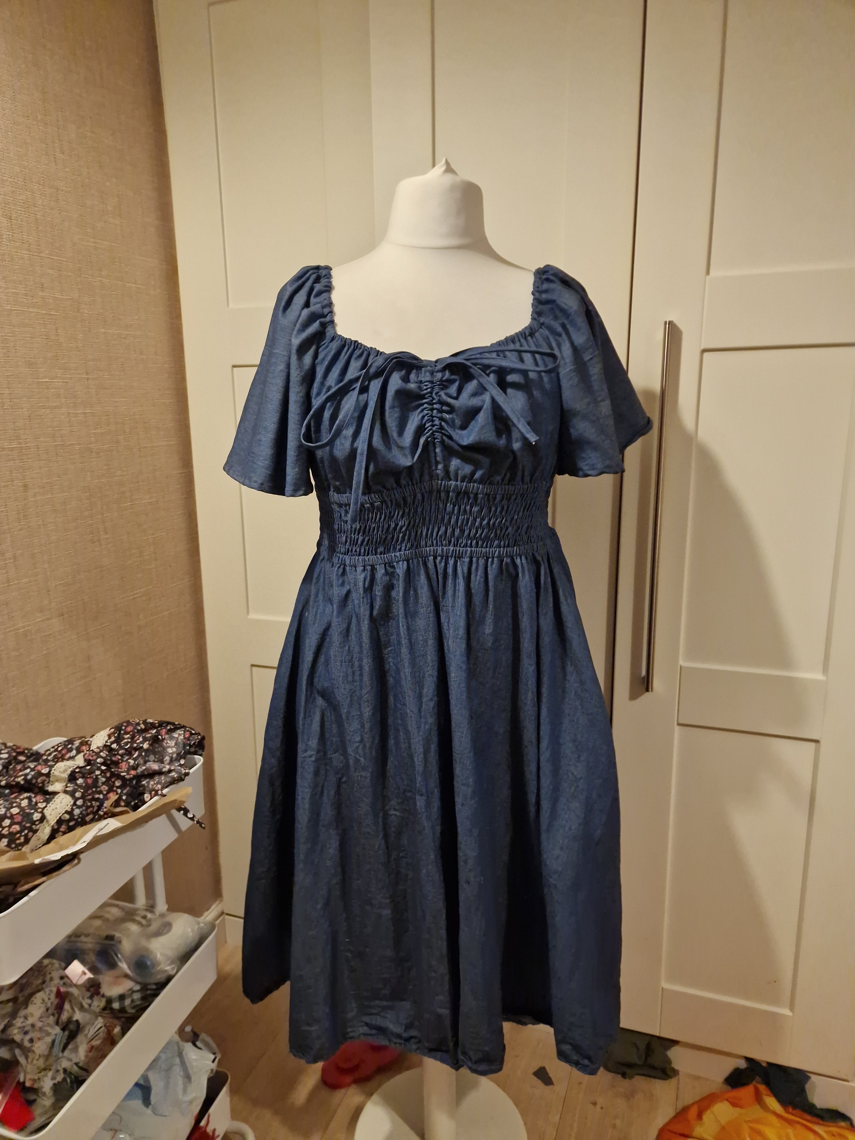 Blue denim Milkmaid dress (UK 18-20, possibly 22)