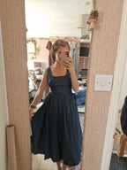 Blue chambray side laceing dress - up to 36" bust