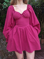 Sweetheart Dress (bell/butterfly sleeves, standard skirt, pointed waistband)