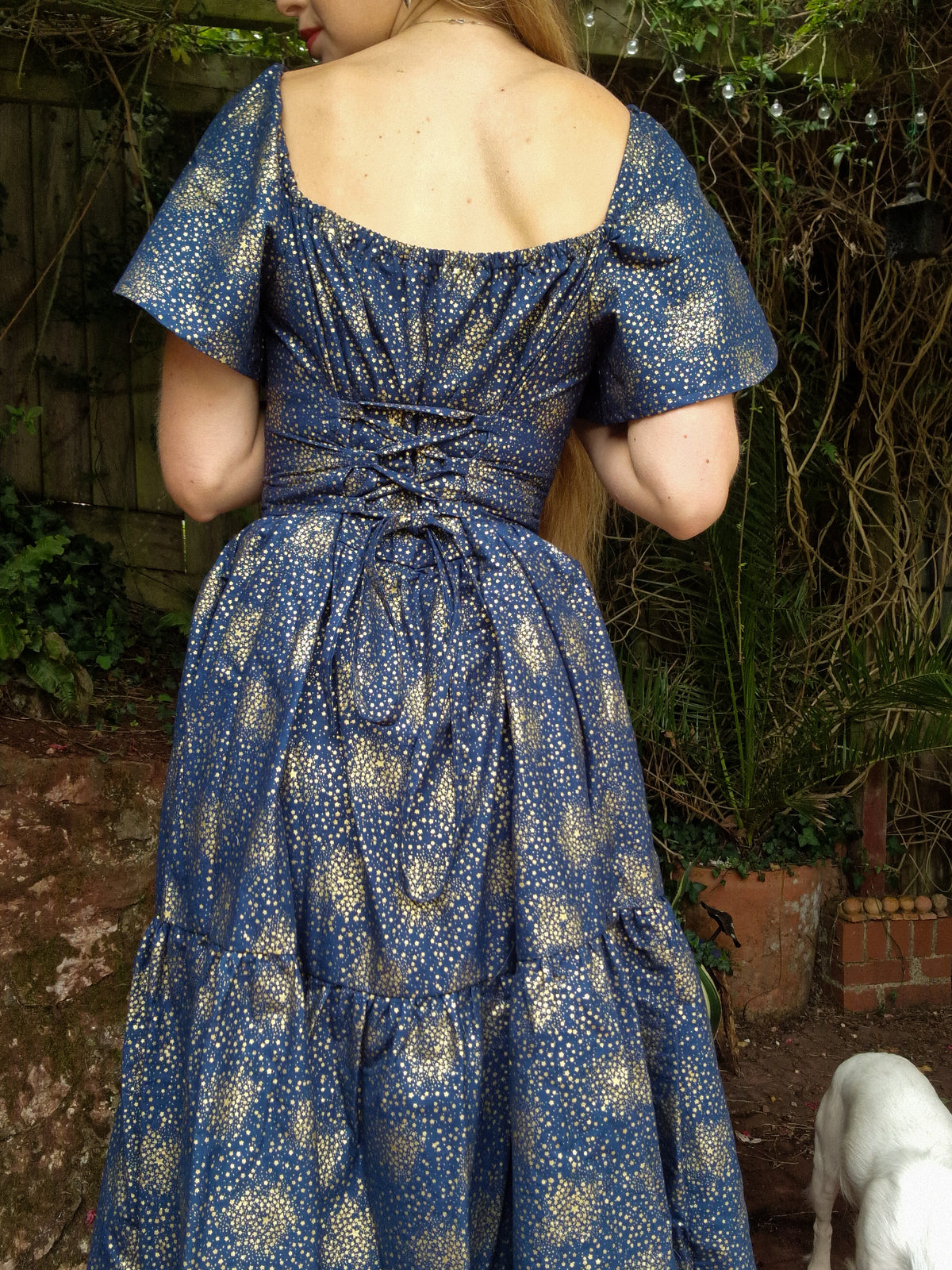 Cassandra Dress - butterfly sleeves, pointed waistband, ruching bust bow, 2 tierd skirt