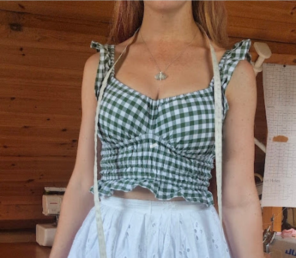 Green gingham top UK 6/8