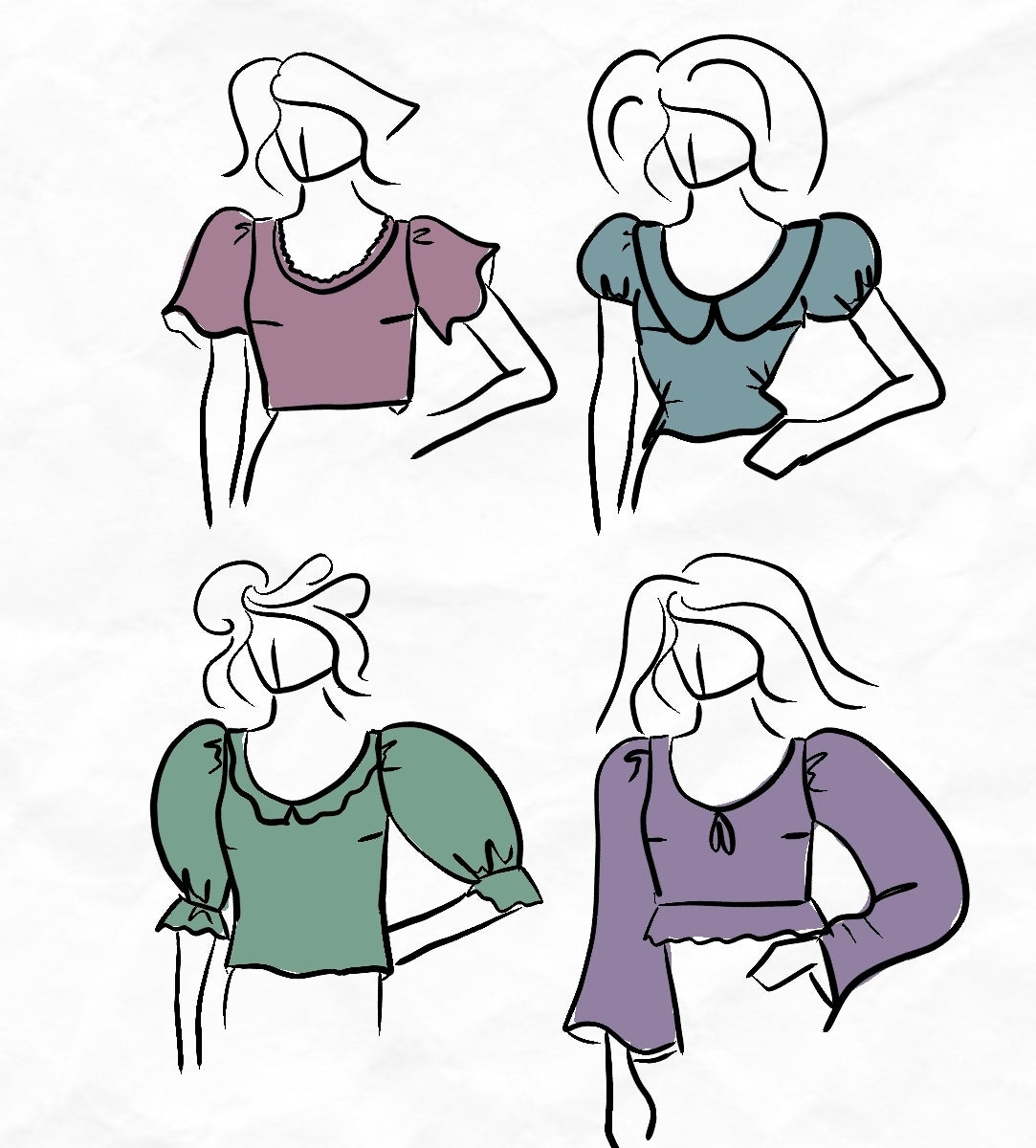 Darcy Blouse, choose to add a collar, frill hem, and sleeves! (UPDATED TO HAVE THE FRONT SEAM FULLY CLOSED!)