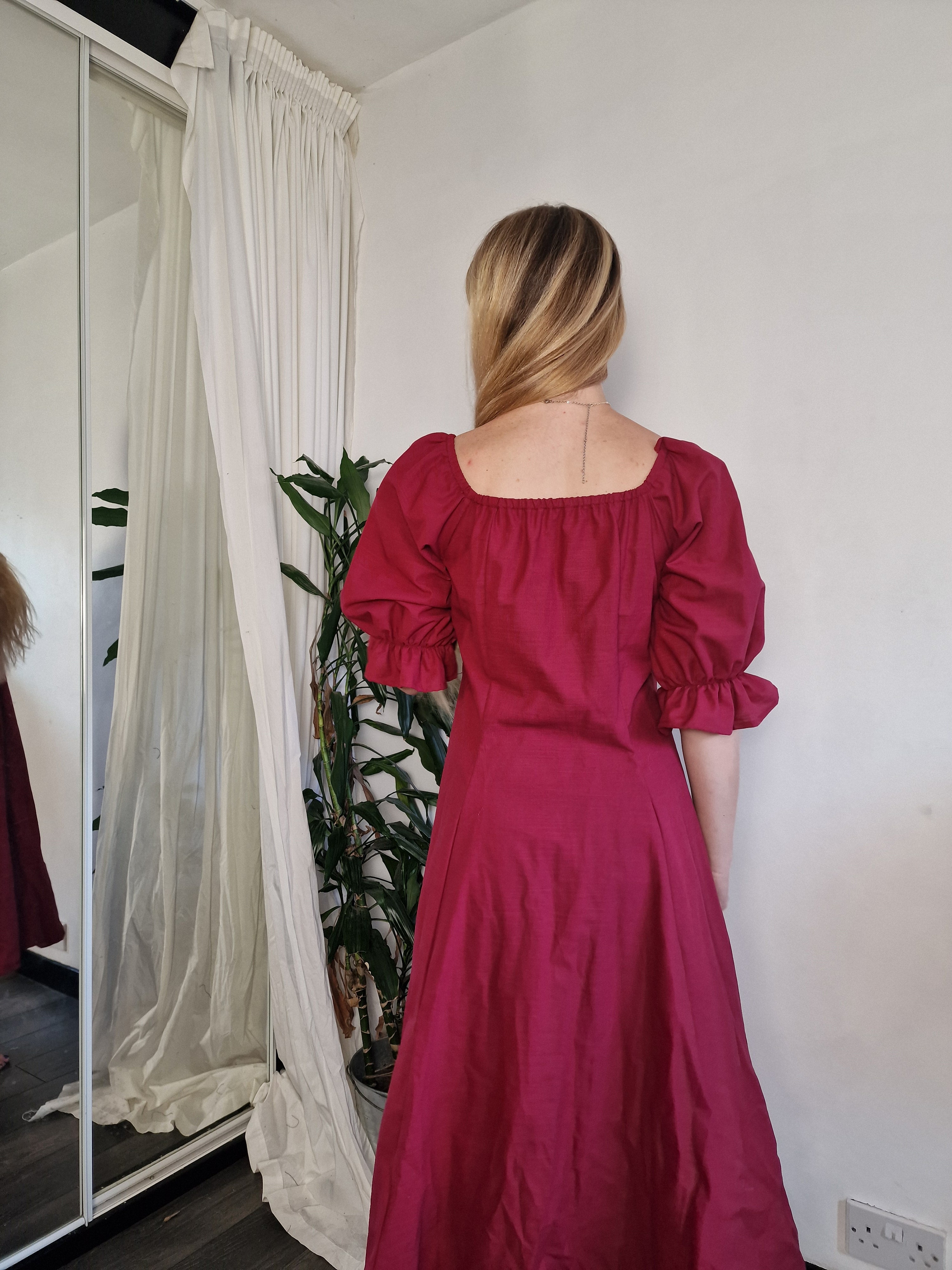 Berry linen smock dress (sample UK 6/10)