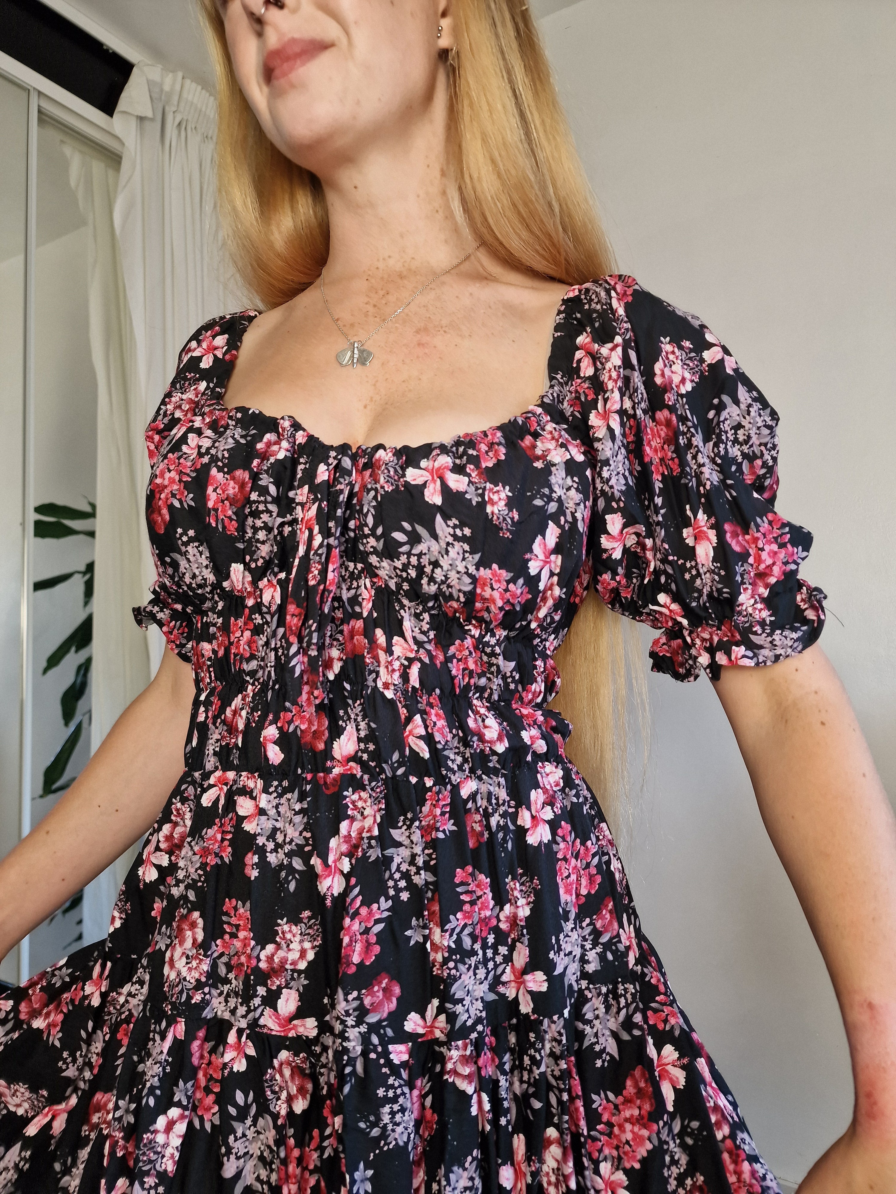 Pink floral mini dress (sample UK 6/8)