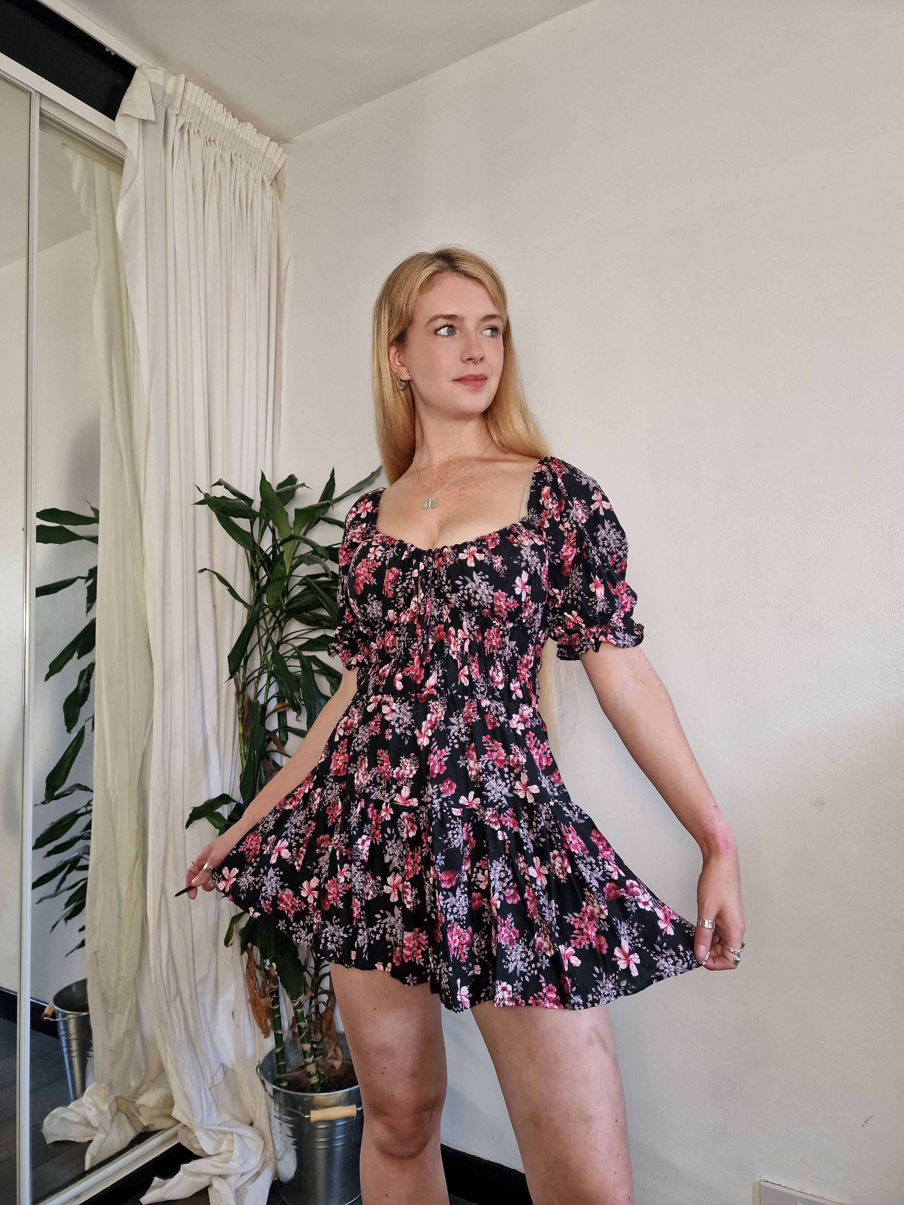 Pink floral mini dress (sample UK 6/8)