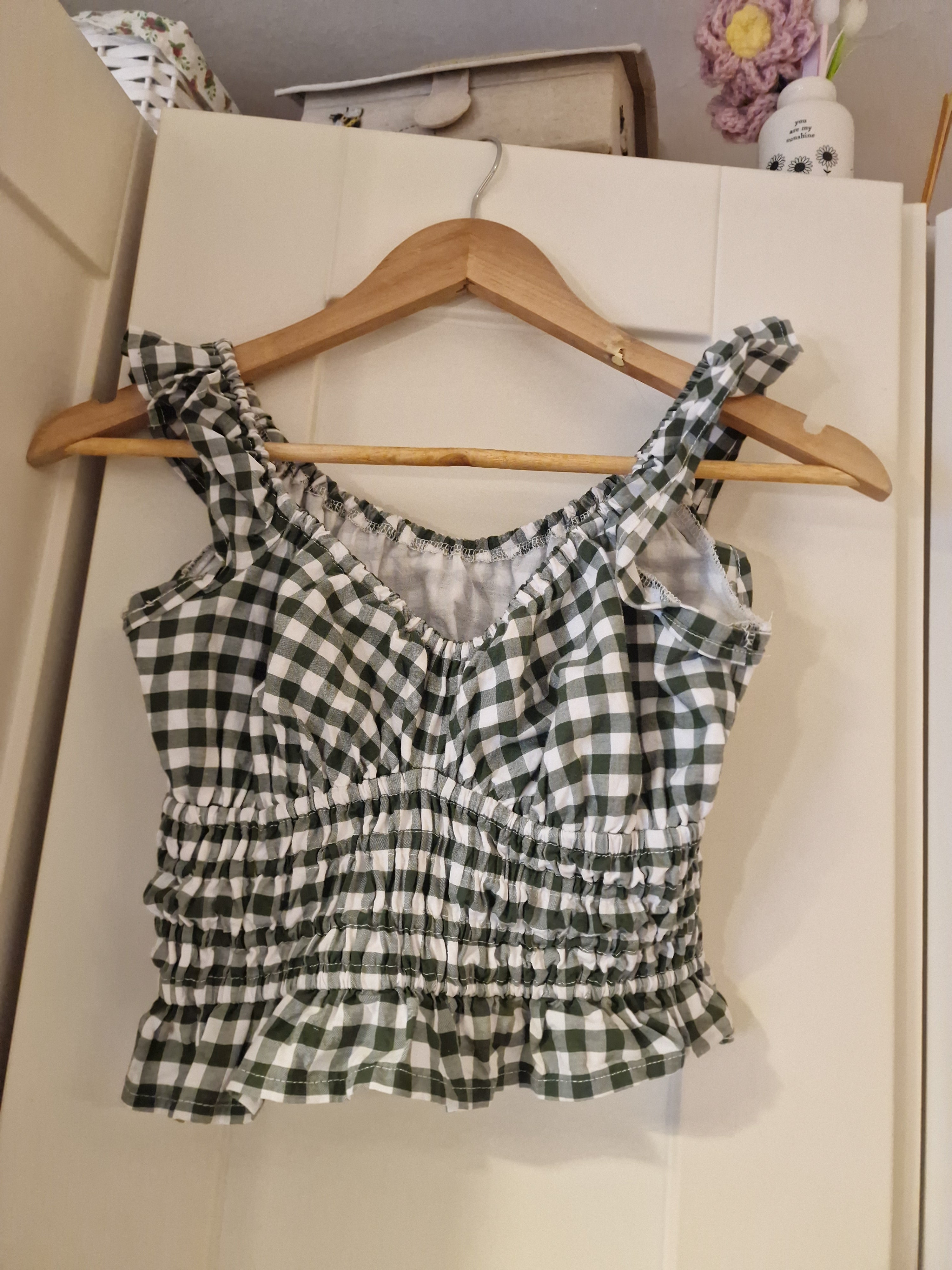Green gingham top UK 6/8