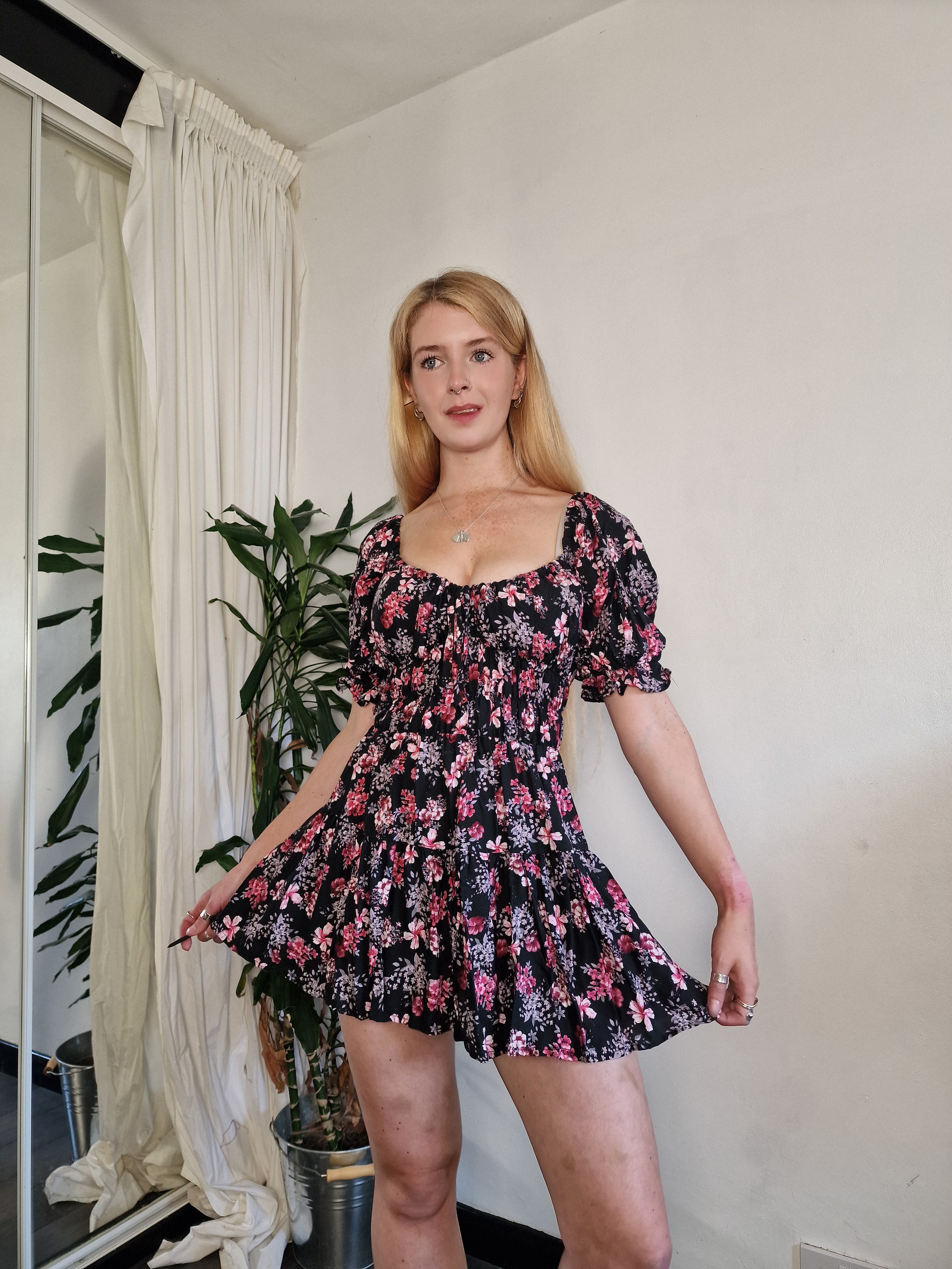 Pink floral mini dress (sample UK 6/8)