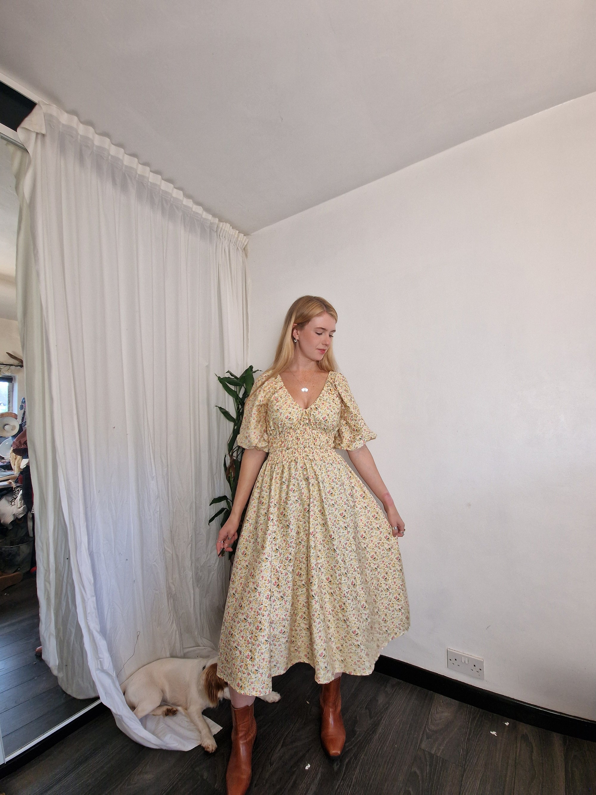Garden Dress, 5 neckline styles available, optional bow
